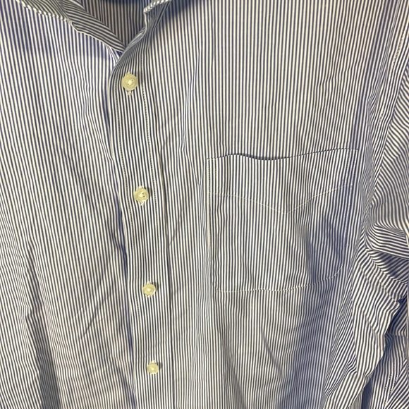 Mens Ralph Lauren pinstripe blue button down shirt classic fit size 16 - Picture 3 of 6